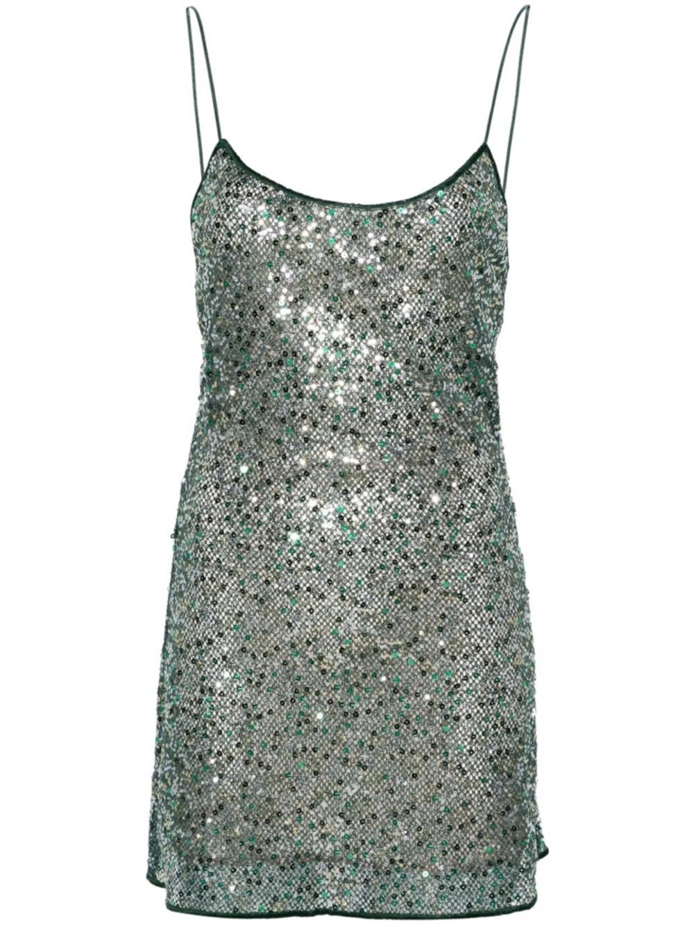 Oséree Silver & Green Sequin Slip Dress